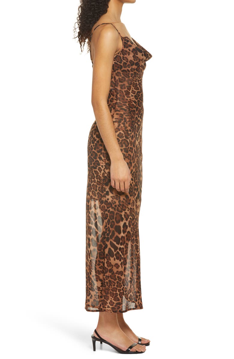 SNDYS Skin Leopard Print Cocktail Slip Dress, Alternate, color, 