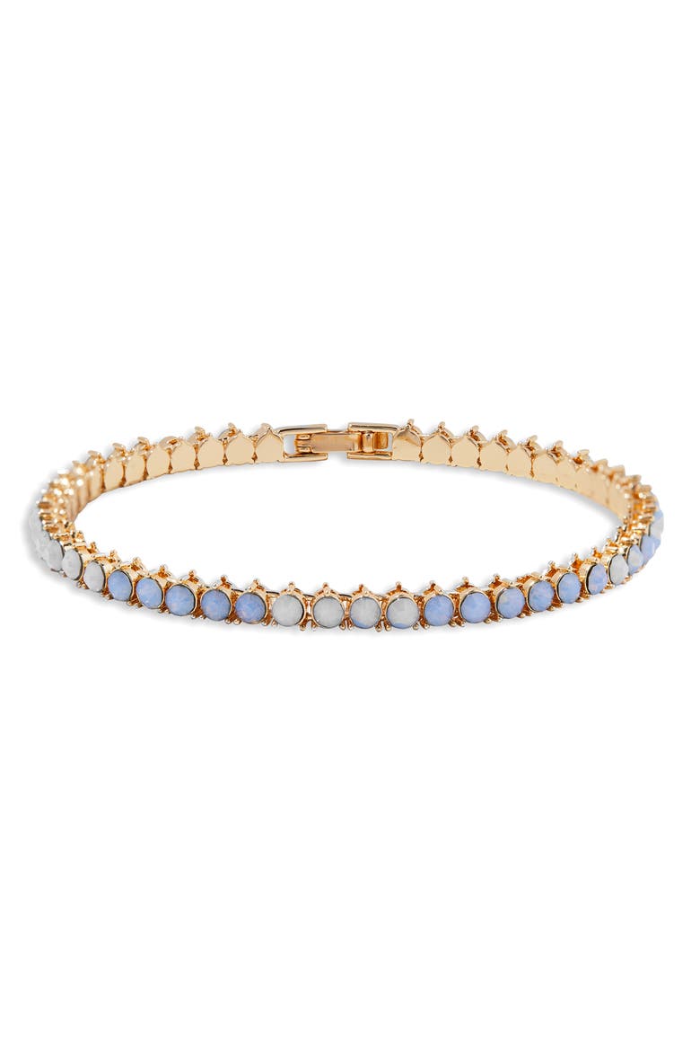 Isabella Cubic Zirconia Blue Tennis Bracelet, Main, color, GOLD
