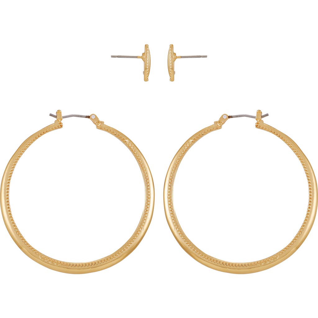 Vince Camuto Set Of 2 Stud & Hoop Earrings In Goldtone