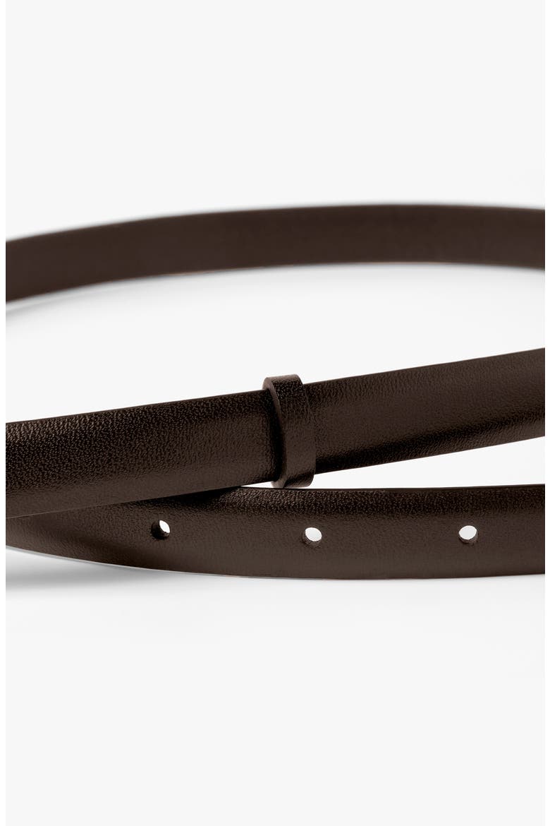 Women's LS Clasp Leather Skinny Belt, Alternate, color, Dark Brown