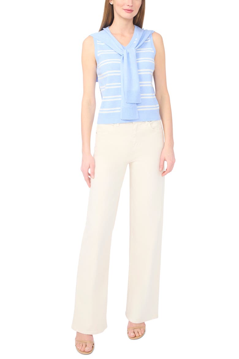 Tie Shoulder Sleeveless Stripe Sweater, Alternate, color, SWEET BLUE