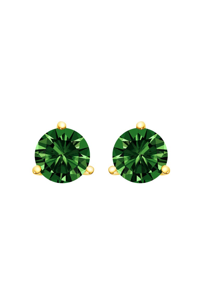 14K Gold 2.0 Cttw 3-Prong Martini Set Lab Grown Green Diamond Solitaire Stud Earrings, Main, color, Yellow