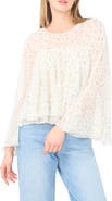 1.STATE Floral Long Bell Sleeve Ruffle Top