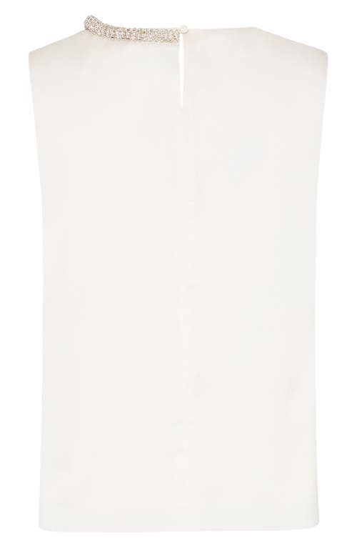 Milly Lily Satin Crystal Embellished Sleeveless Top In Ecru