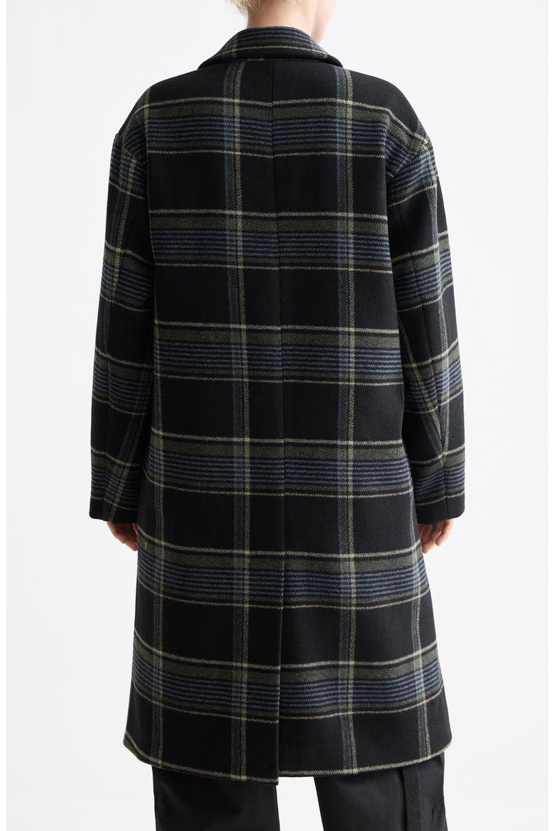 Relaxed Fit Plaid Single Breasted Coat, Alternate, color, METEORITE CHECK