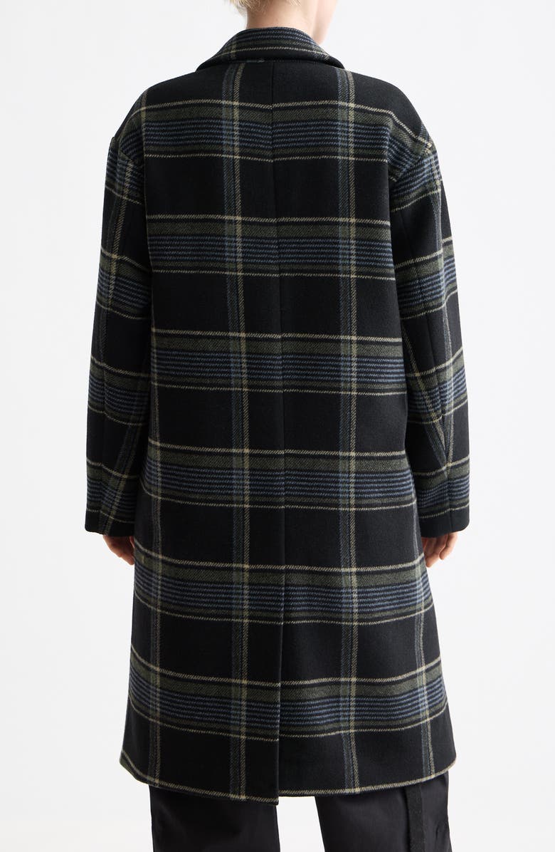Scotch & Soda Relaxed Fit Plaid Single Breasted Coat, Alternate, color, Meteorite Check