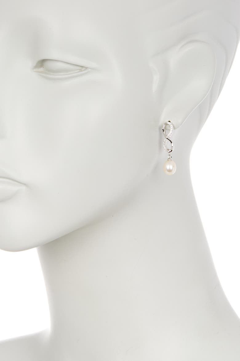 Dangling 7.5-8mm Pearl Infinity Earrings, Alternate, color, natural white