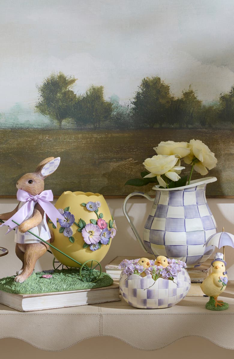 MACKENZIE CHILDS Violet Check Peekaboo Egg Figurine, Alternate, color, Purple