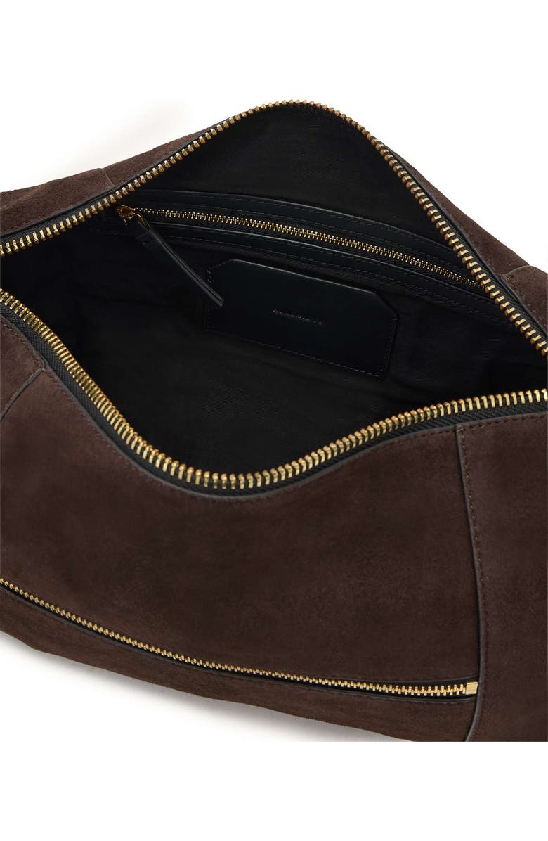 AllSaints Vega Suede Shoulder Bag, Alternate, color, Bitter Brown