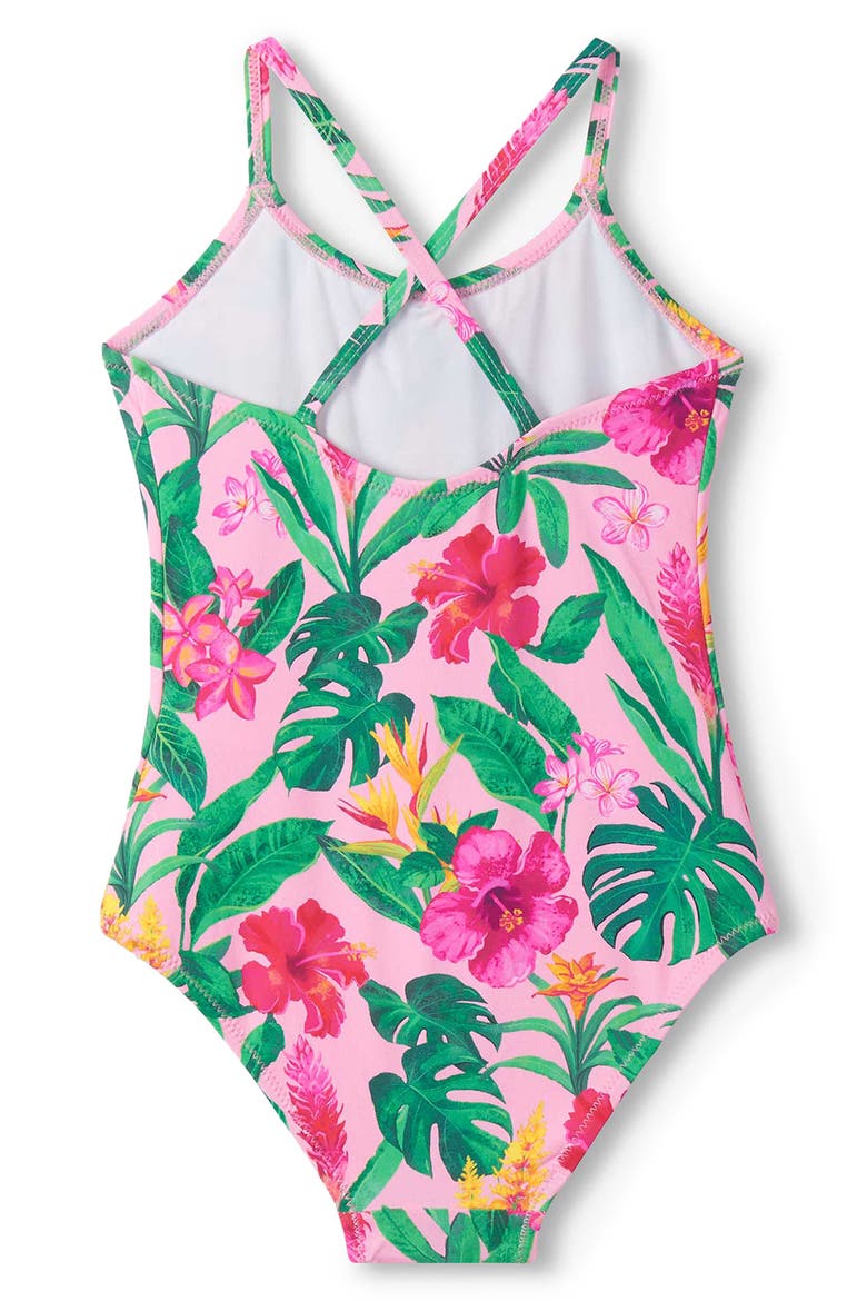 Kids' Tropical Flowers One-Piece Swimsuit, Alternate, color, CANDY PINK