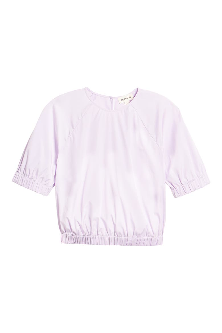 Organic Cotton Poplin Crop Blouse, Alternate, color, PURPLE BLOOM