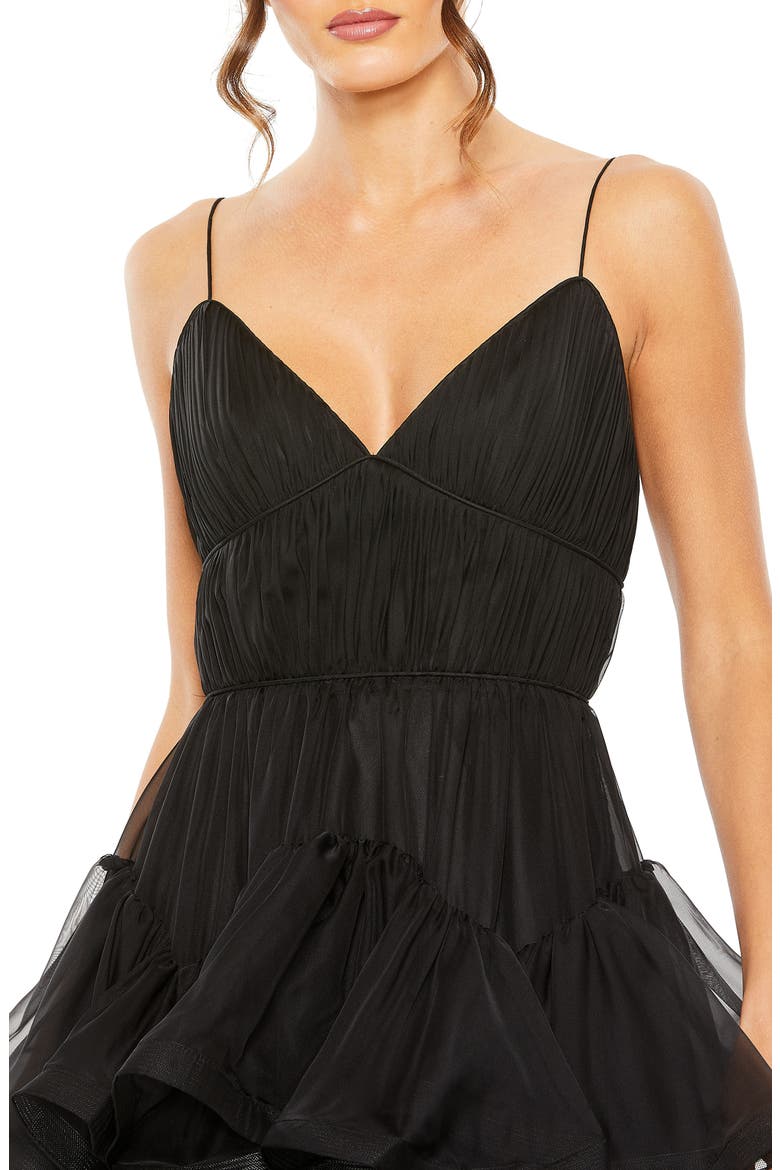 V Neck Tiered Ruffle Midi Dress, Alternate, color, BLACK