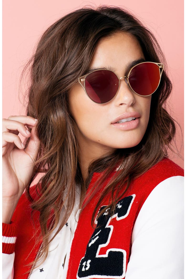 Ibiza 55mm Mirrored Round Sunglasses, Alternate, color, REVO MIRROR/ GOLD