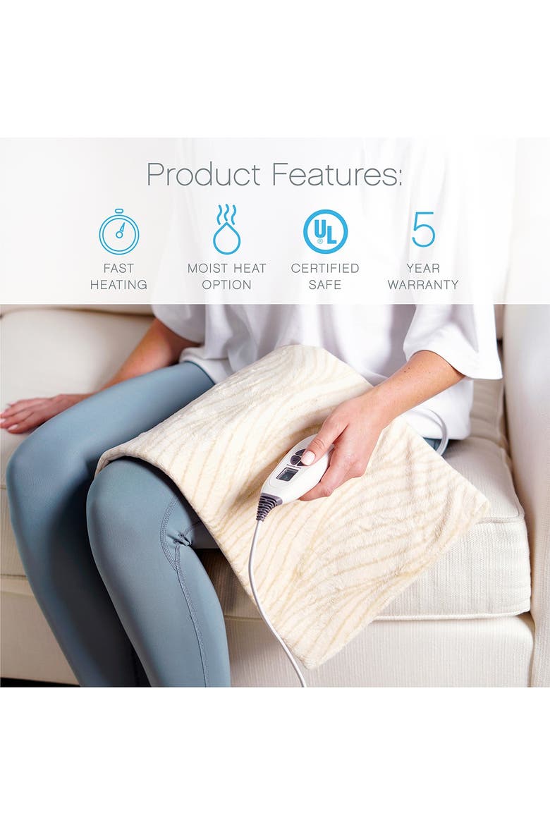 PureRelief Luxe Micromink Heating Pad - Sand Waves, Alternate, color, TAN