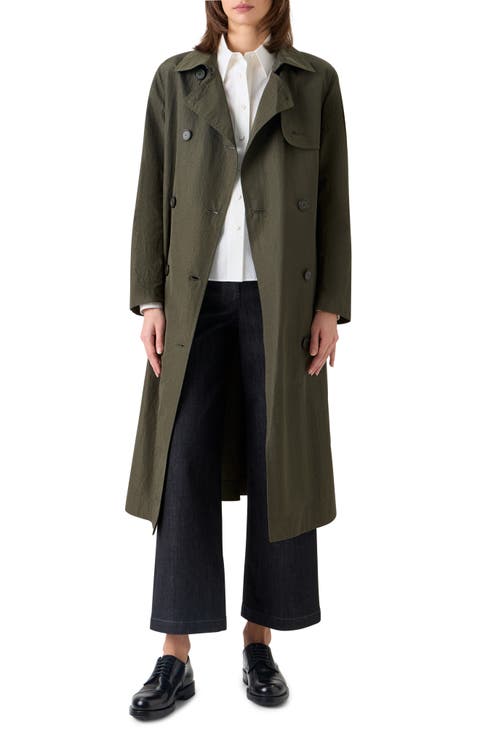 Crinkled Parachute Taffeta Trench Coat