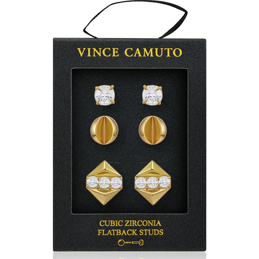 Vince Camuto Set Of 3 Assorted Stud Earrings In Gold