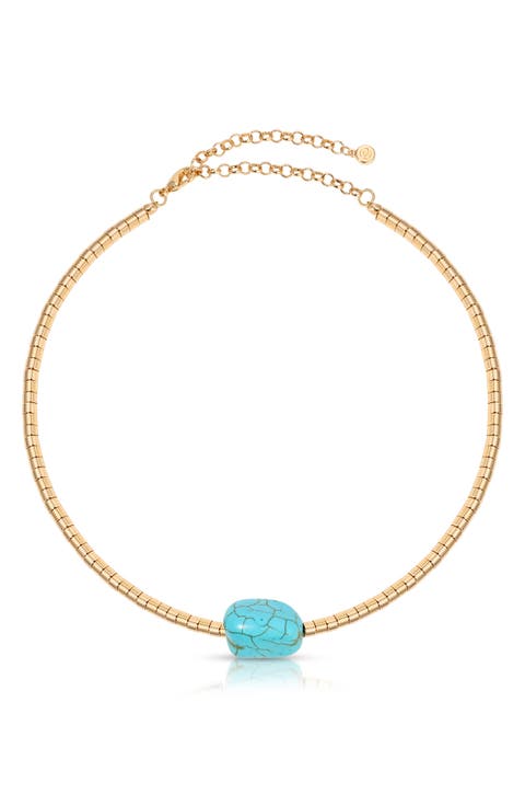 Turquoise Pendant Bead Necklace