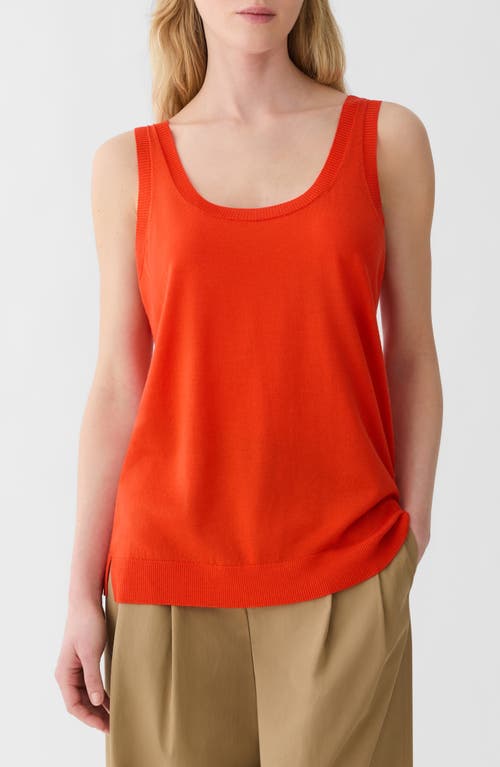 Lafayette 148 New York Scoop Neck Merino Wool Sweater Tank in Orange Poppy at Nordstrom, Size Large