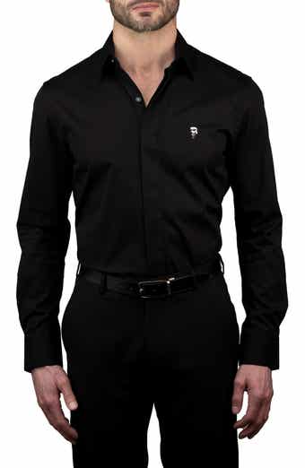 KARL LAGERFELD Trim Fit Solid Cotton Dress Shirt