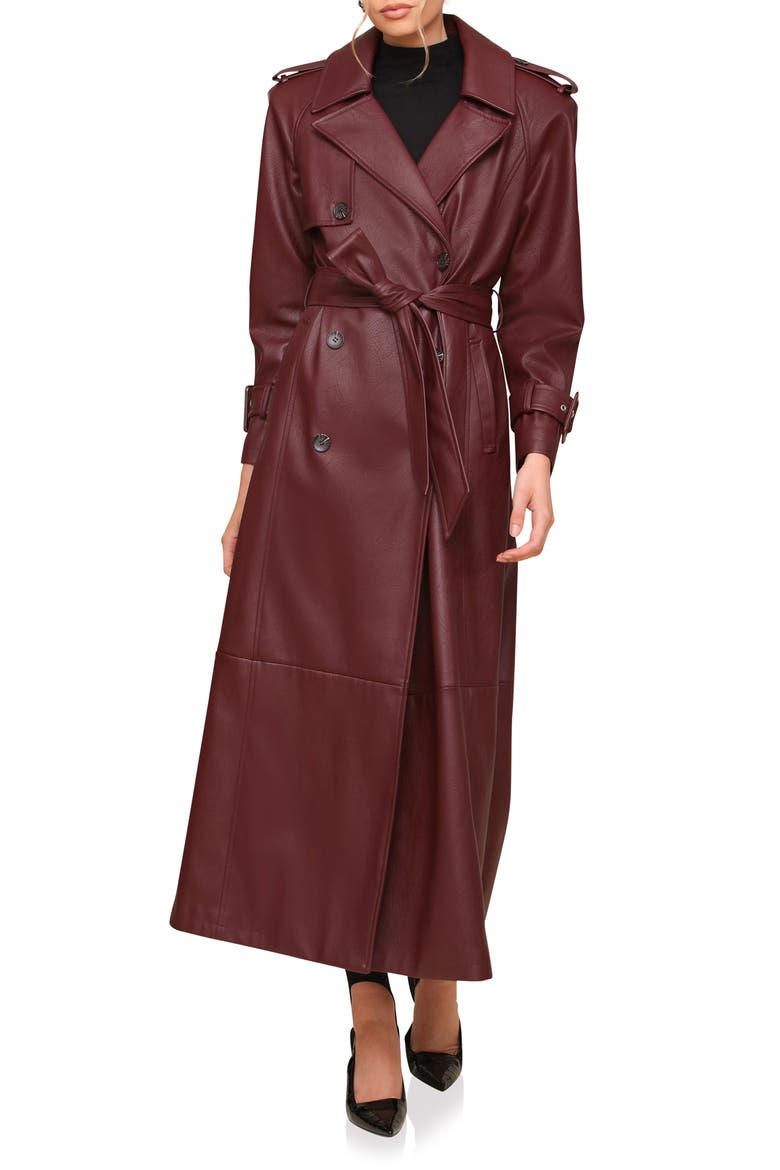 Faux-Ever Leather™ Maxi Trench Coat, Main, color, MULBERRY