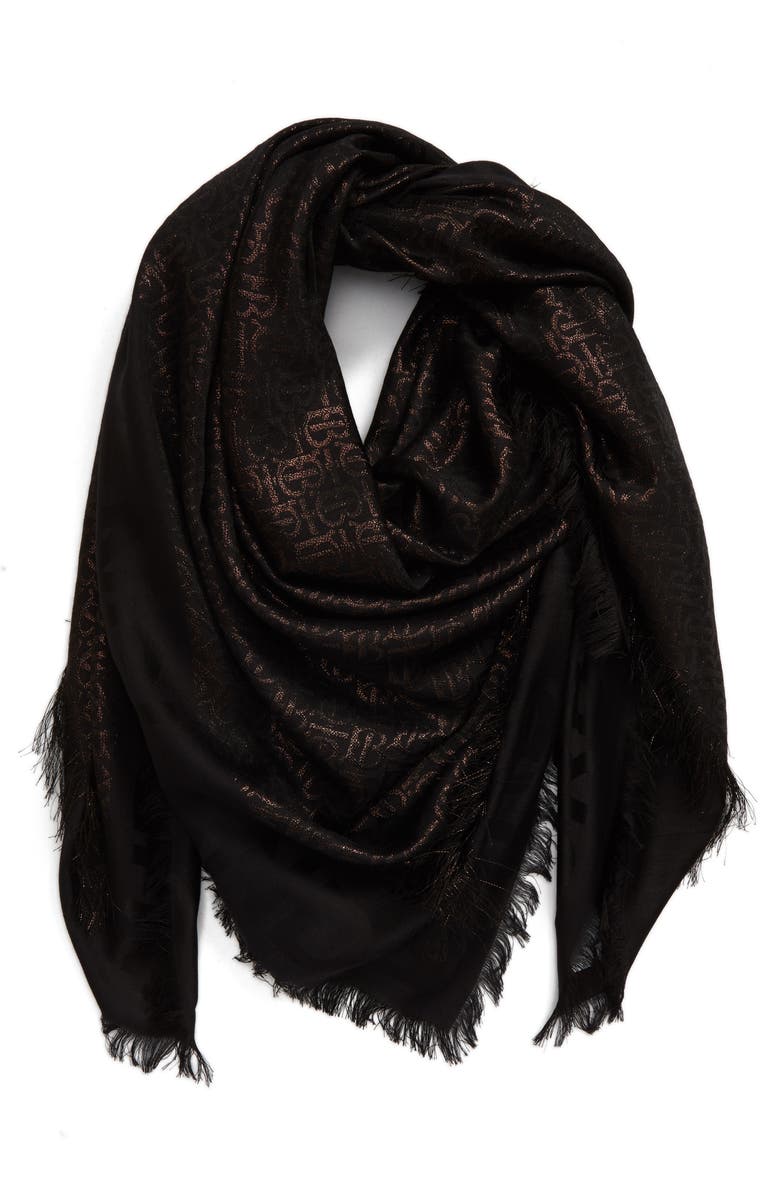 Burberry TB Monogram Metallic Jacquard Scarf, Alternate, color, 