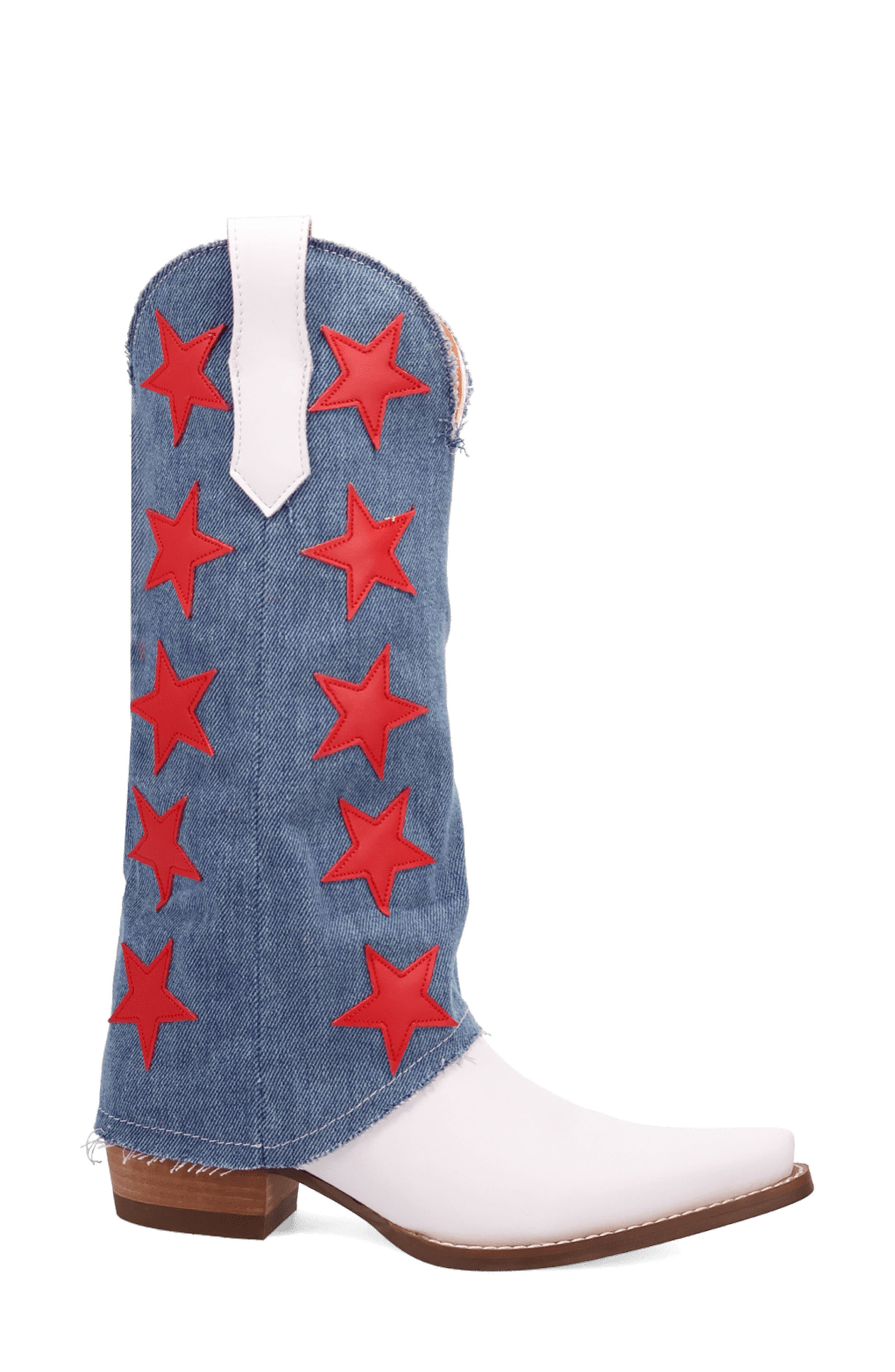 Glory Days Denim Star Appliqué Western Boot, Alternate, color, BLUE/ WHITE MULTI