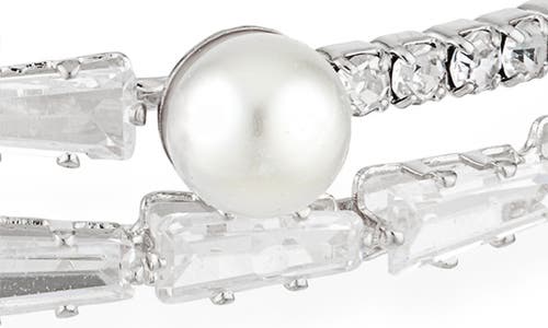 Tasha Crystal & Faux Pearl Bangle Bracelet In Metallic