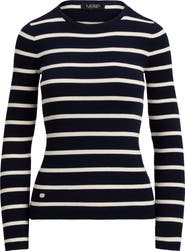 Lauren Ralph Lauren Stripe Cotton Blend Rib T-Shirt