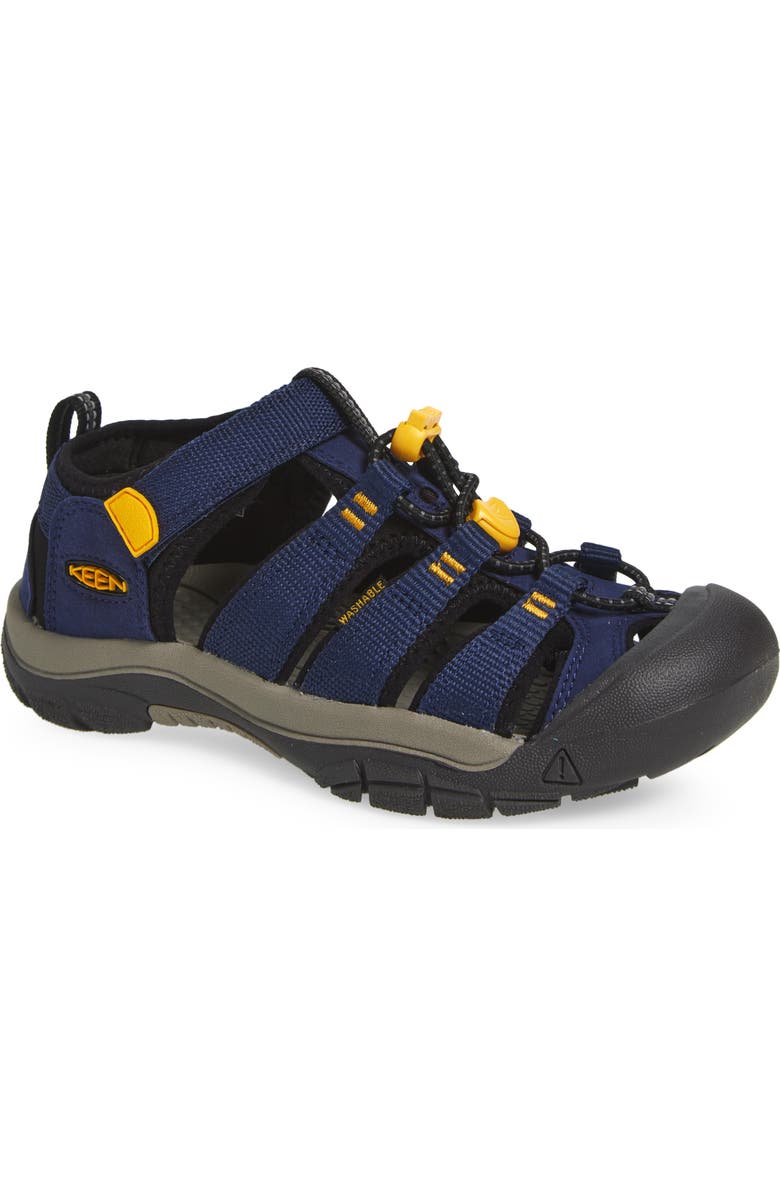 KEEN Kids' Newport H2 Water Friendly Sandal, Main, color, Naval Academy/Keen Yellow