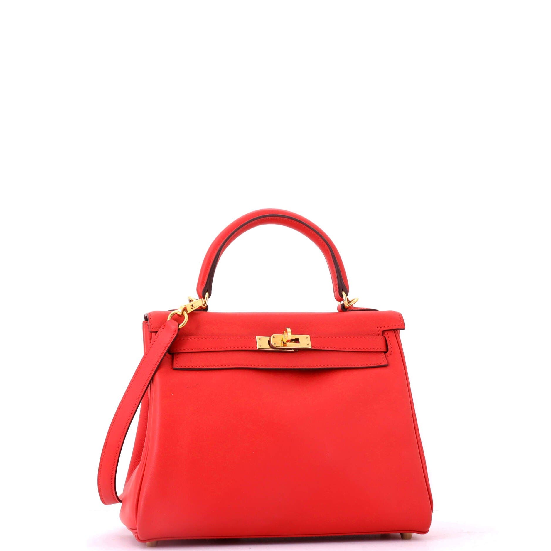 Pre-Owned Hermes Kelly Handbag Red Swift with Gold Hardware 25, Alternate, color, Rouge Tomate