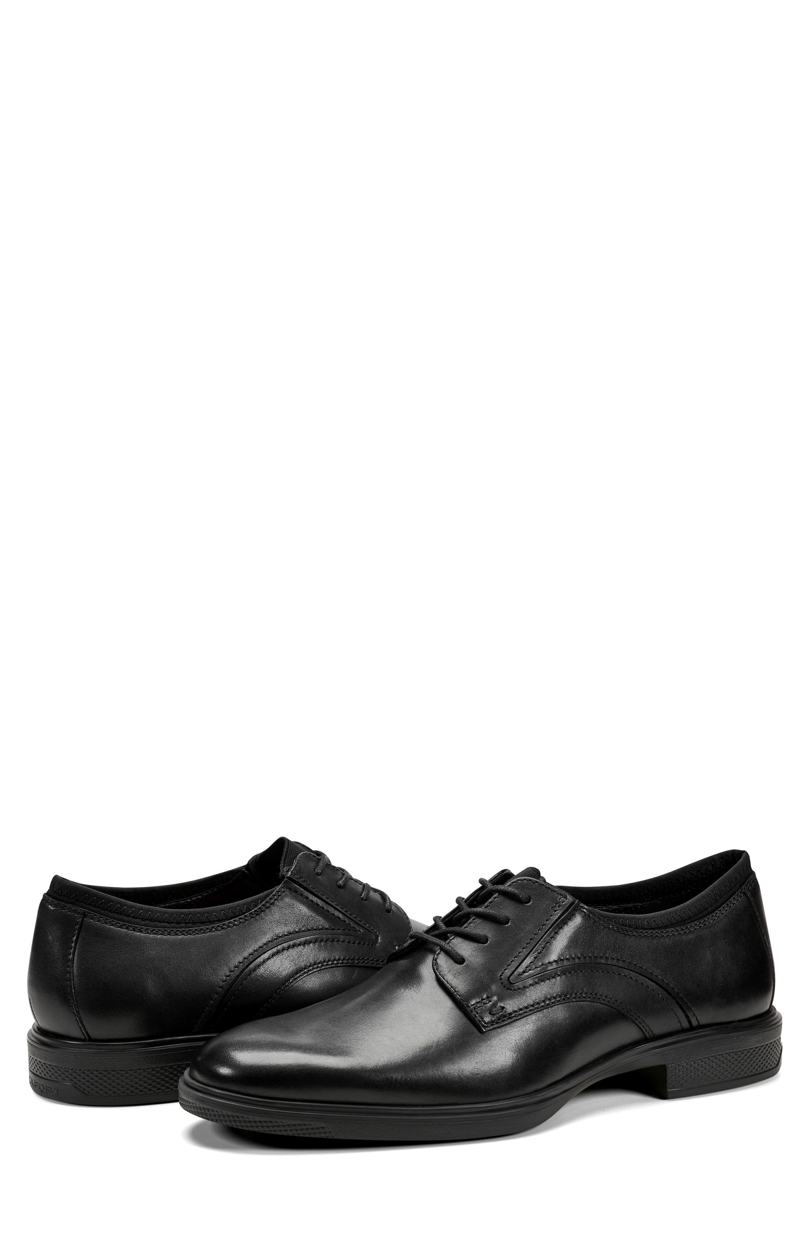 Rockport Keelan Plain Toe Derby, Alternate, color, Black Leather