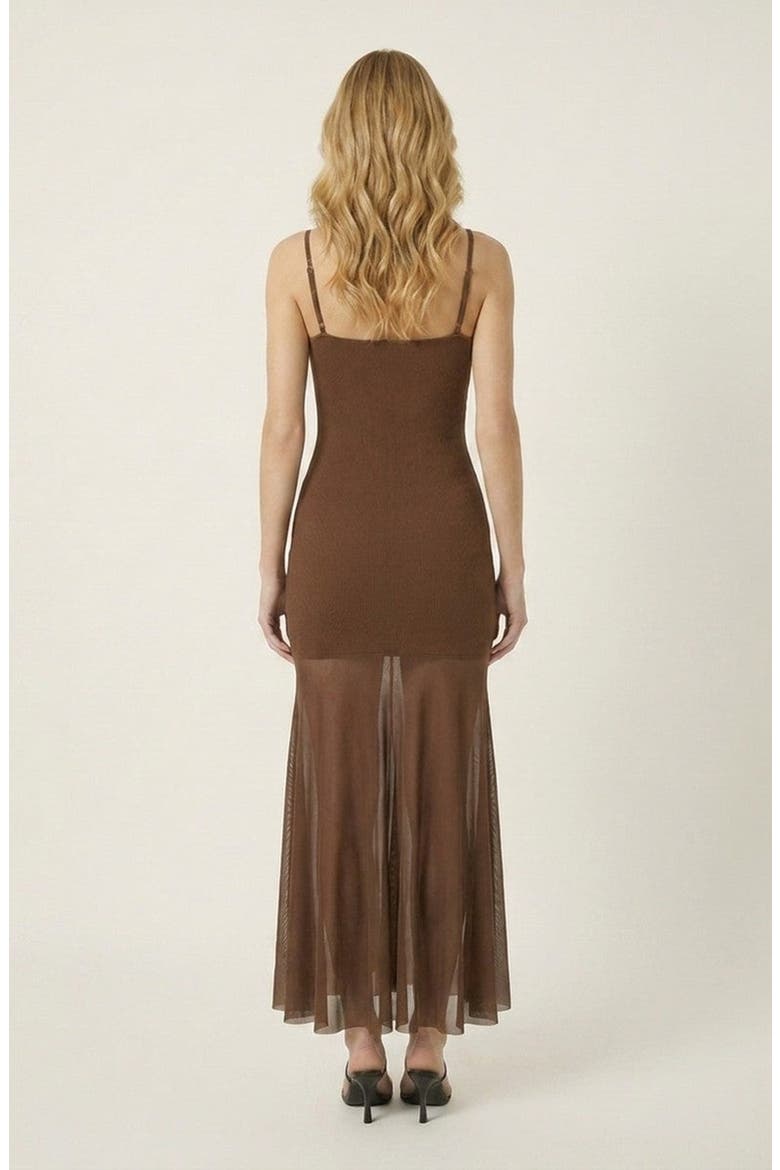 Sheer Mesh Maxi Dress, Alternate, color, Coffee