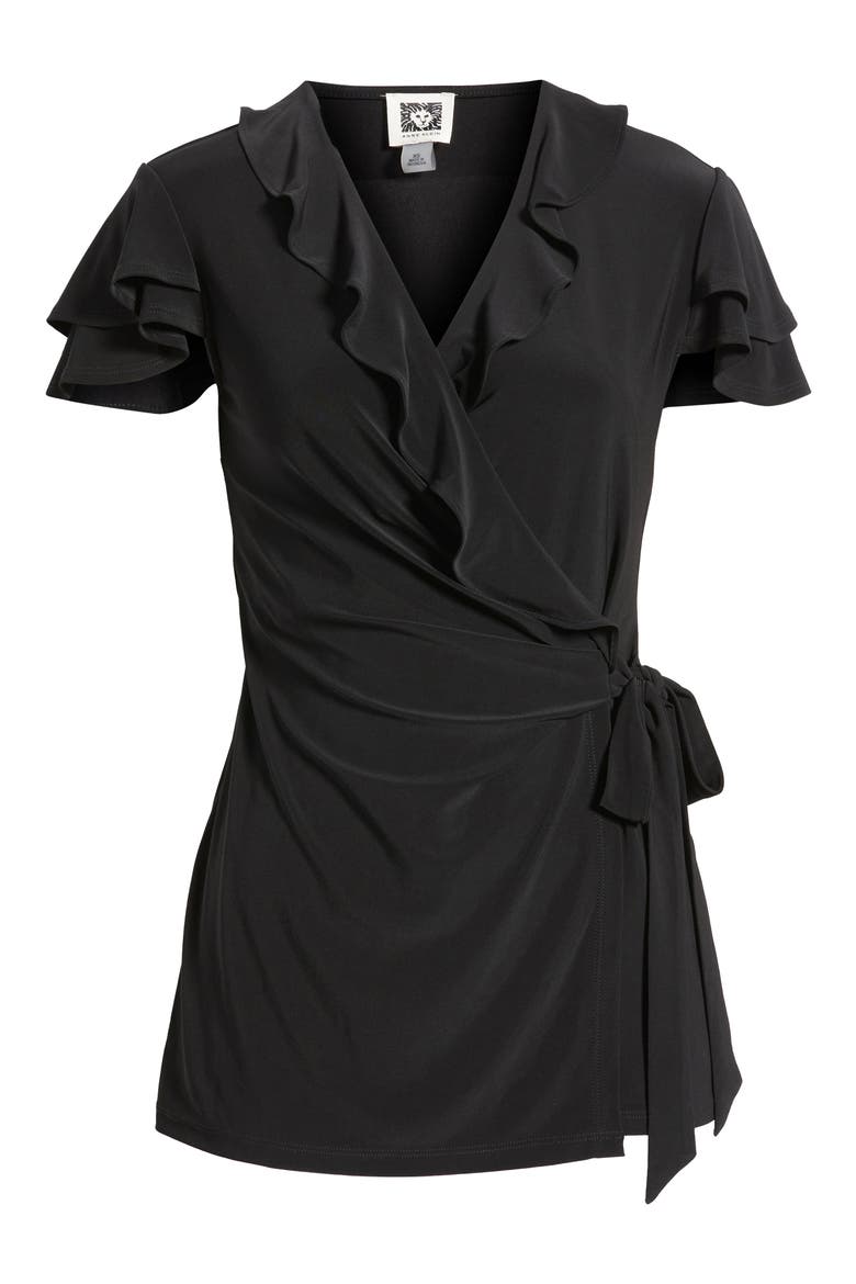 Ruffle Wrap Top, Alternate, color, ANNE BLACK