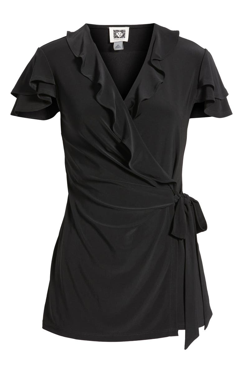 Anne Klein Ruffle Wrap Top, Alternate, color, Anne Black