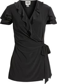 Anne Klein Ruffle Wrap Top