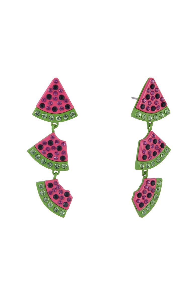 Watermelon Linear Earrings, Main, color, Pink