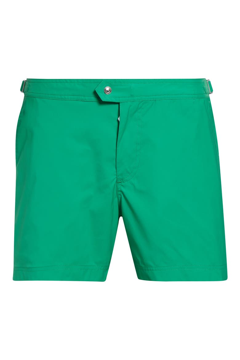 Microcompact Poplin Swim Trunks, Alternate, color, BRIGHT GREEN