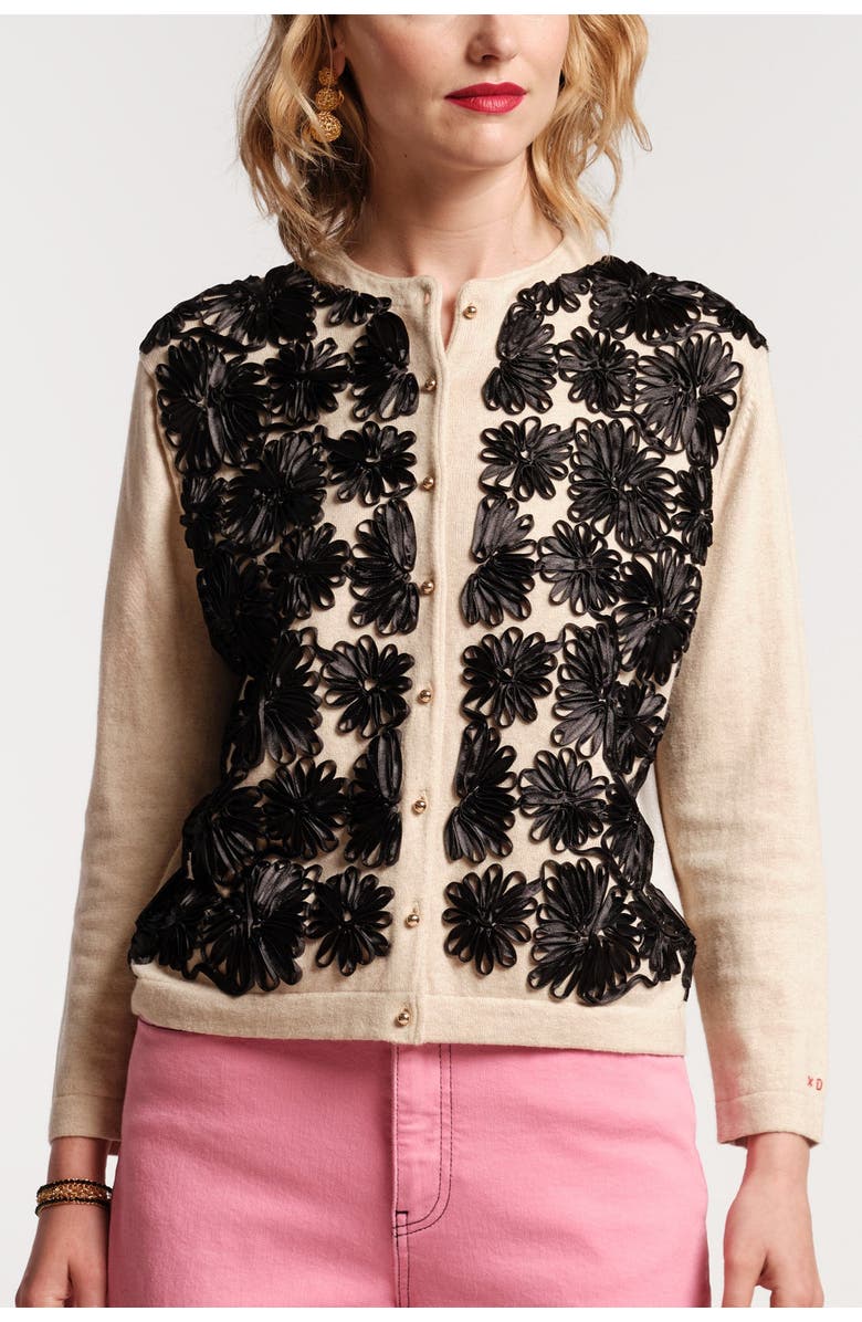 Frances Valentine Darling Cardigan Guggenheim Ribbon Floral Cotton/Cashmere, Alternate, color,