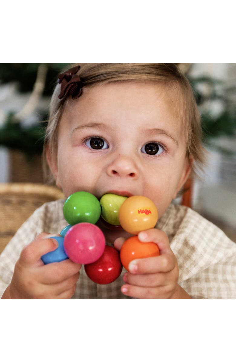 HABA Wooden Baby Teething Toy Magica, Sensory Grasping Rattle for Babies 6-24 Months, Safe & Colorful Sensory Toys for Babies and New Baby Gift, Alternate, color, Multi