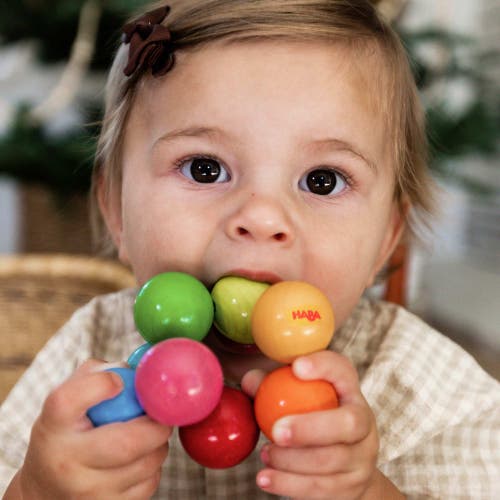 HABA HABA WOODEN BABY TEETHING TOY MAGICA, SENSORY GRASPING RATTLE FOR BABIES 6-24 MONTHS, SAFE & COLORFU