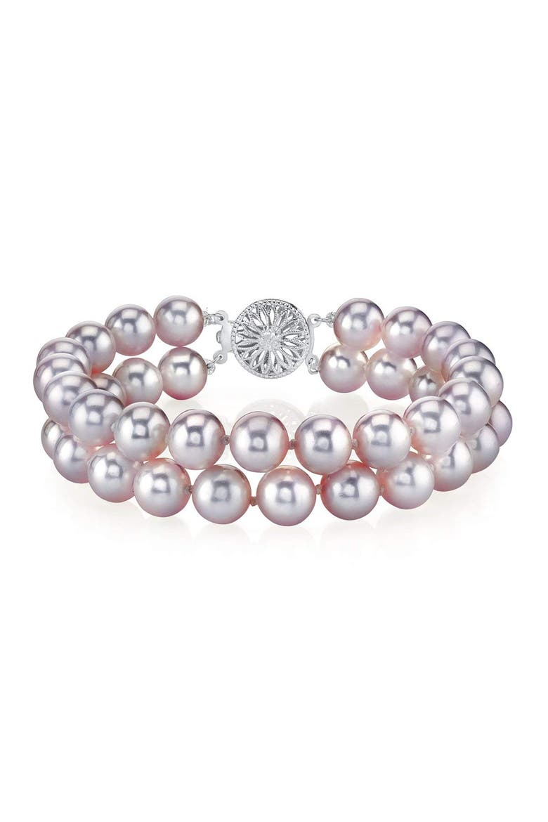 6.5-7mm Pink Freshwater Double Pearl Bracelet - AAA Quality, Main, color, Sterling Silver Clasp