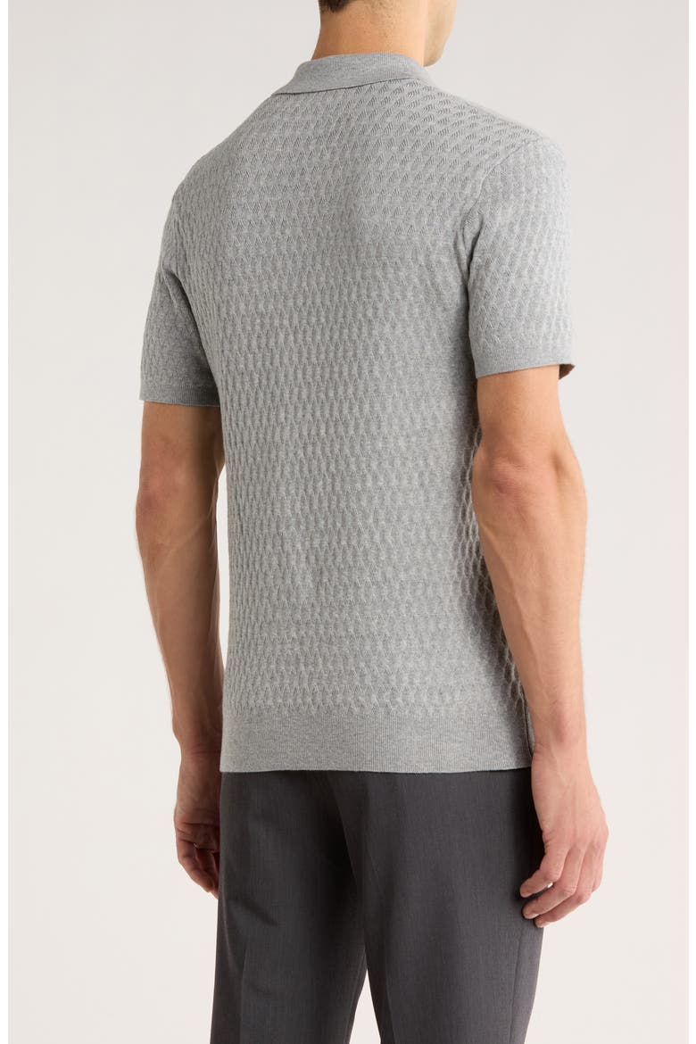 Rylan Johnny Collar Cotton Blend Polo Sweater, Alternate, color, GREY