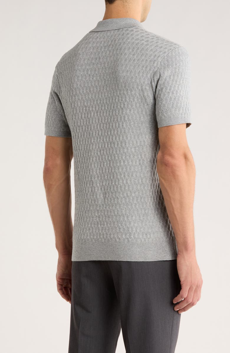 Robert Barakett Rylan Johnny Collar Cotton Blend Polo Sweater, Alternate, color, Grey
