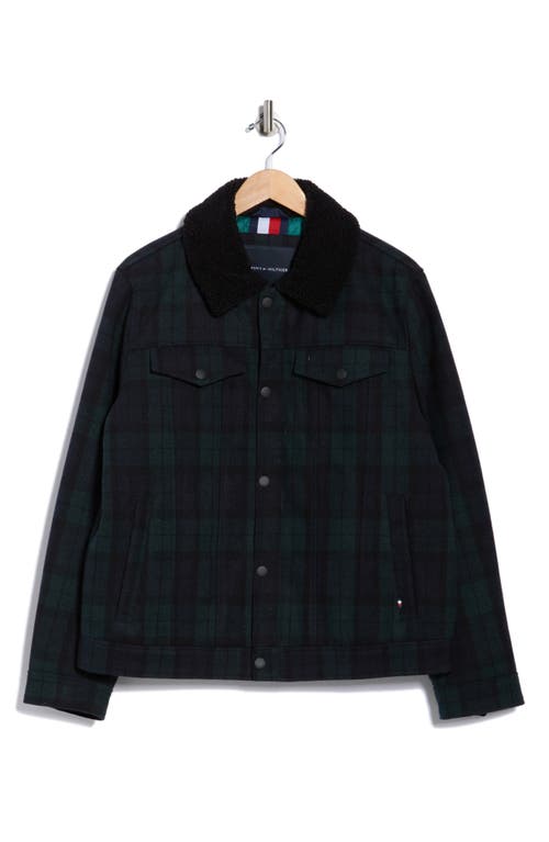 Tommy Hilfiger Plaid Faux Fur Collar Jacket In Multi