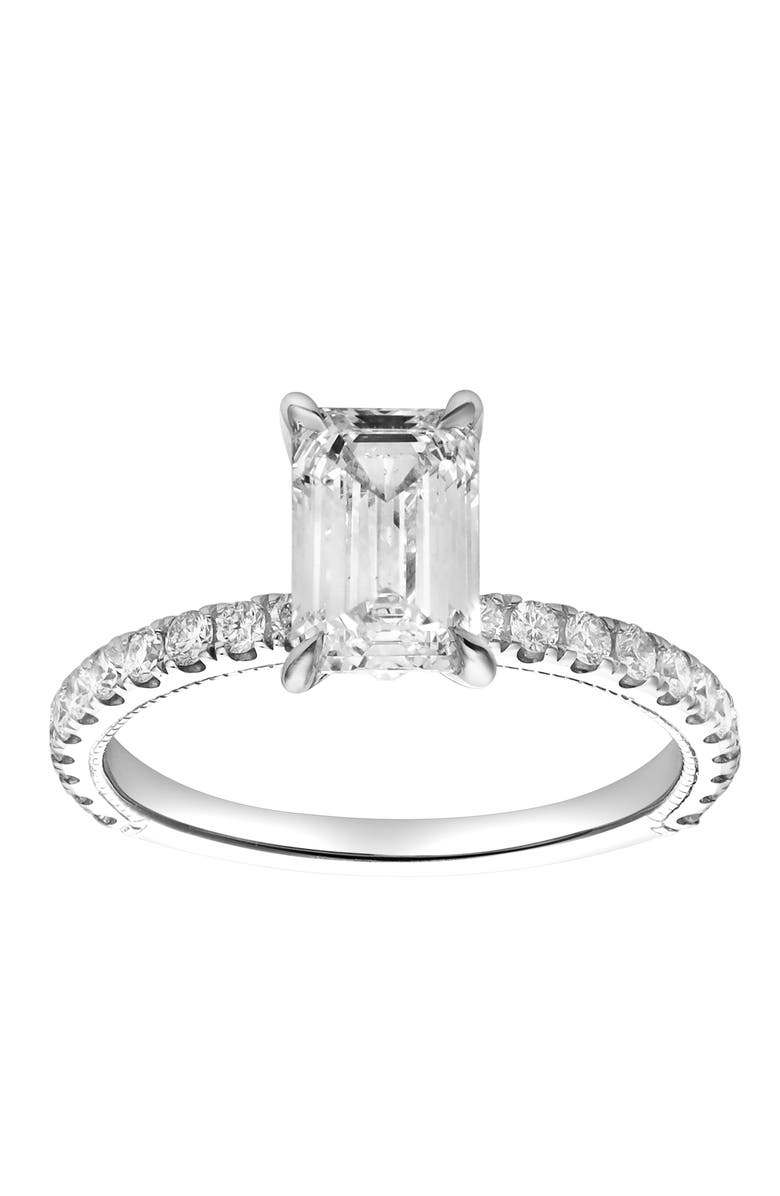 LuvMyJewelry Kiara 14K Gold Emerald Cut Lab Grown Diamond Engagement Ring - 2 ct, Main, color, 14K White Gold