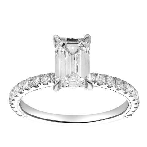 Kiara 14K Gold Emerald Cut Lab Grown Diamond Engagement Ring - 2 ct