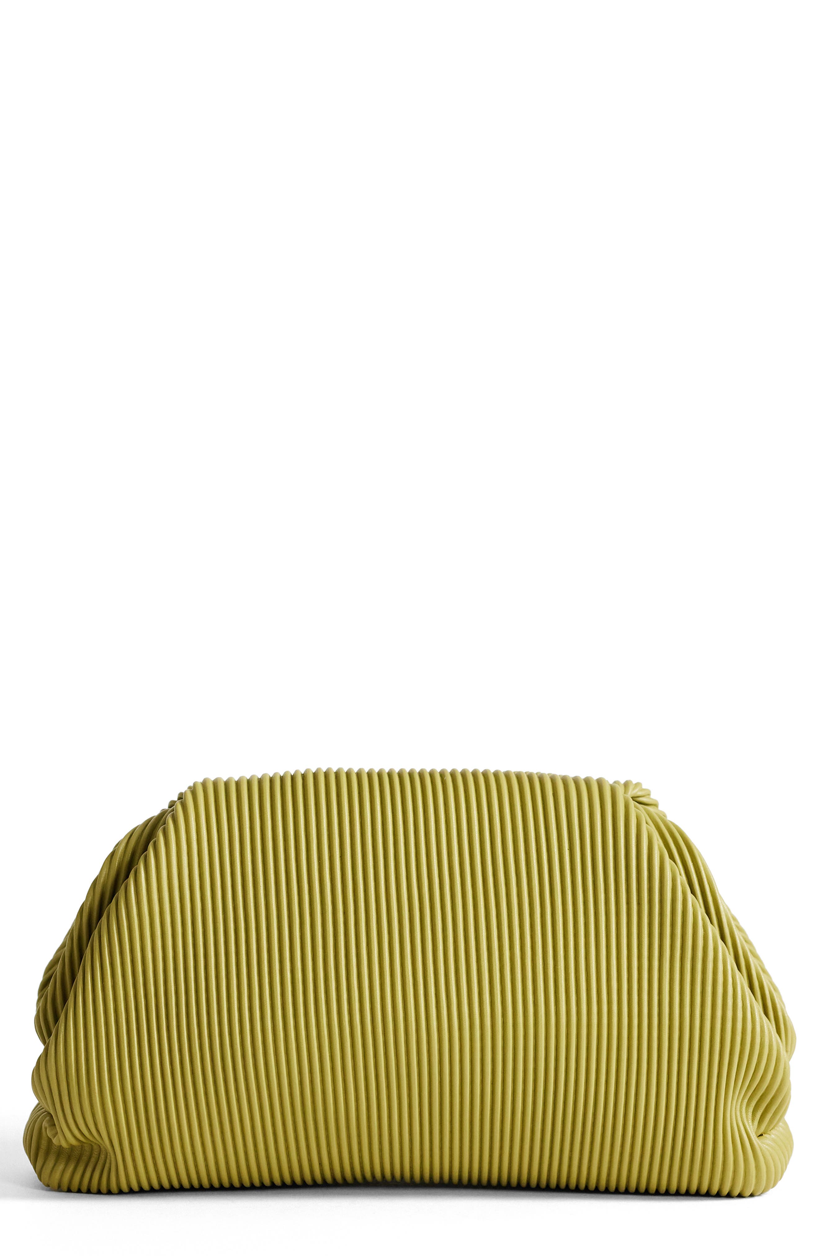 Golde Medium Faux Leather Clutch, Main, color, MGREEN