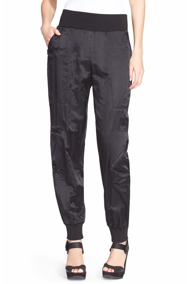 Satin Jogger Pants, Main, color, BLACK