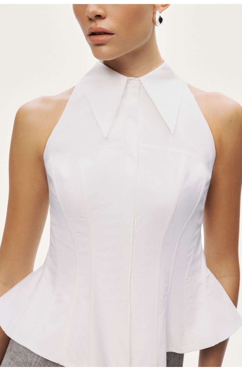 Nocturne Sleeveless Sculpted Shirt, Alternate, color, White