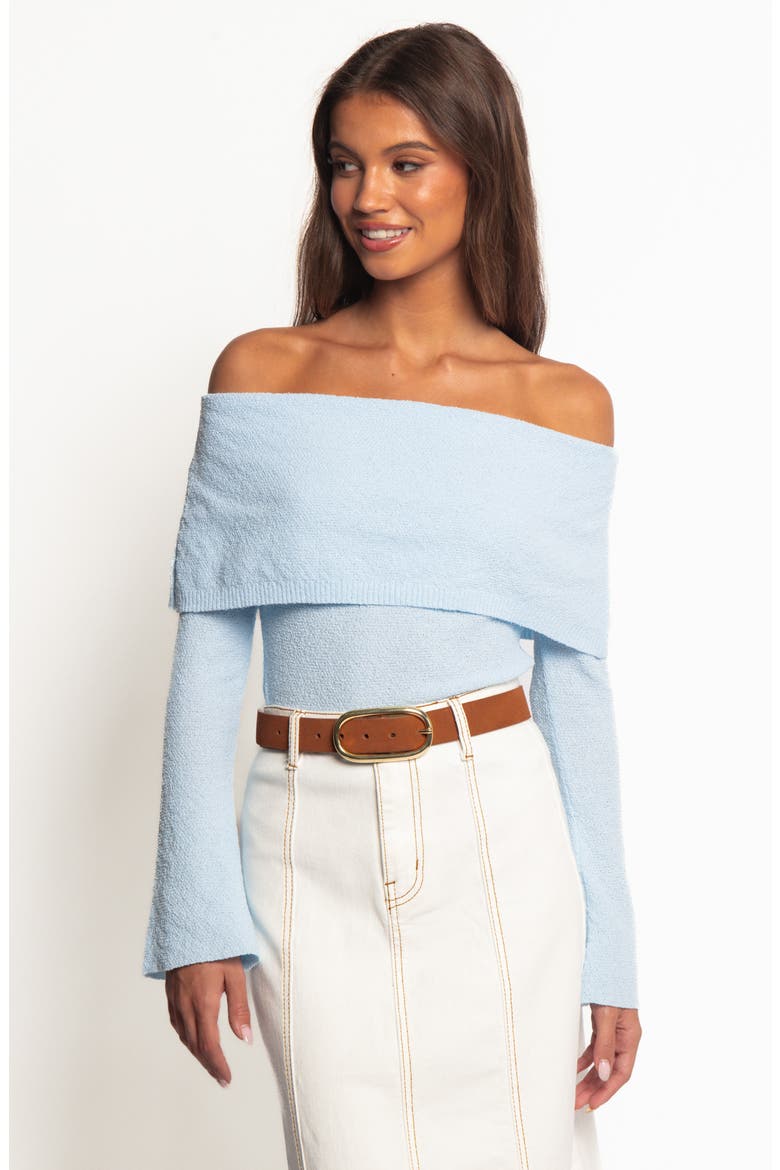 Rory Off the Shoulder Knit Top, Alternate, color, PALE BLUE